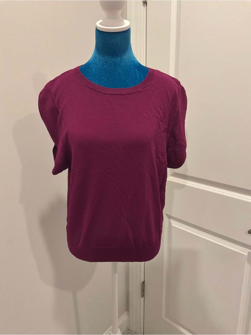 Ann Taylor Short-Sleeve Knit Top - Plum